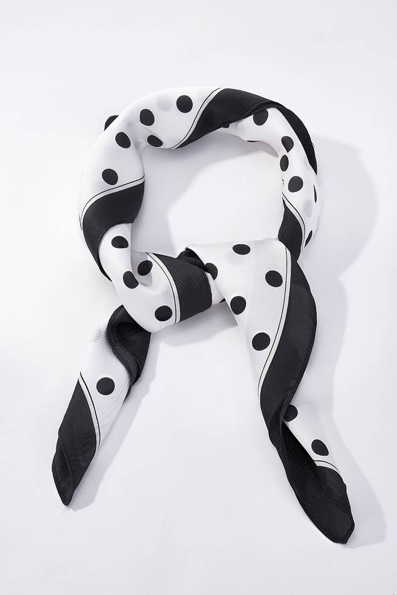 White & Black Polka Dot Scarf