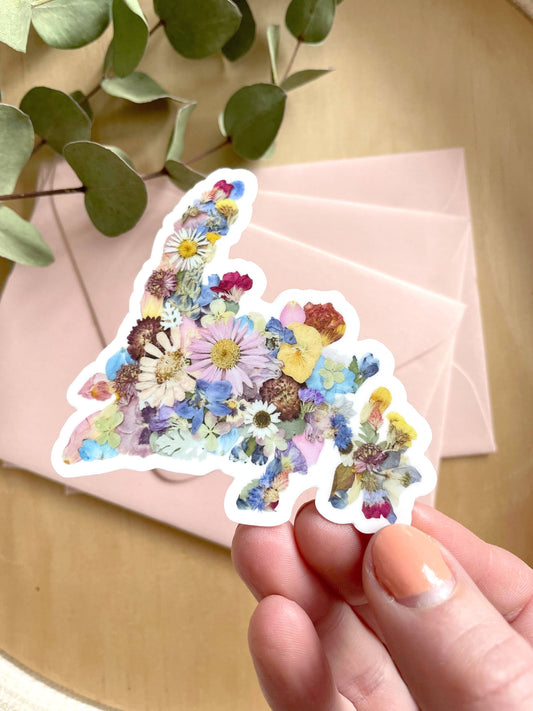 Newfoundland Map Flowers Vinyl Sticker