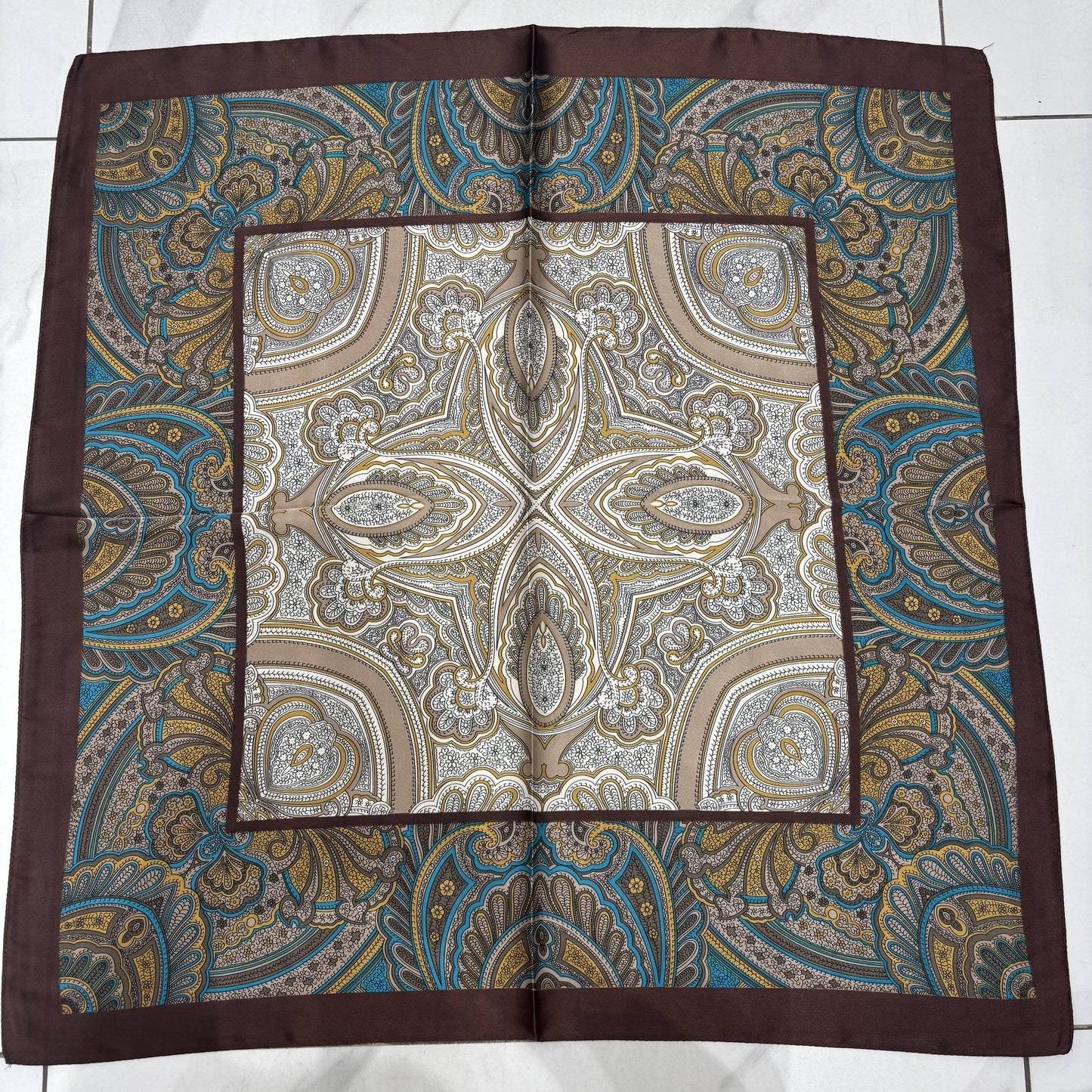 Brown & Blue Patterned Scarf