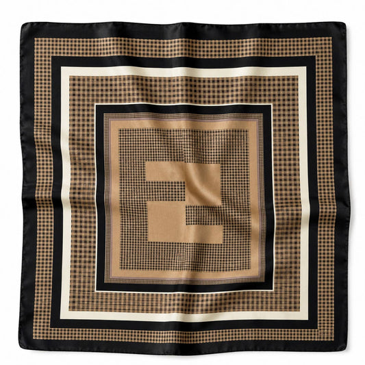 Neutral Square Patterned Scarf
