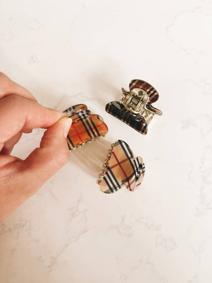 Plaid Mini Hair Clips Set