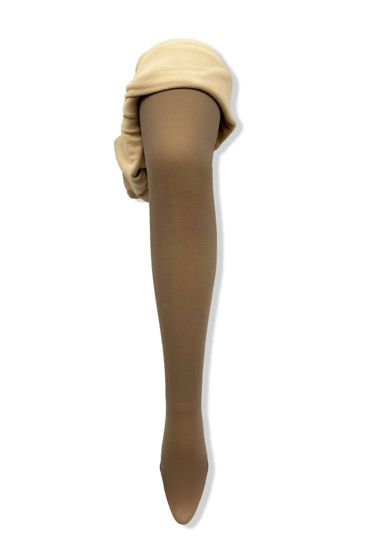 Faux Transparent Fleece Tights in Light Brown