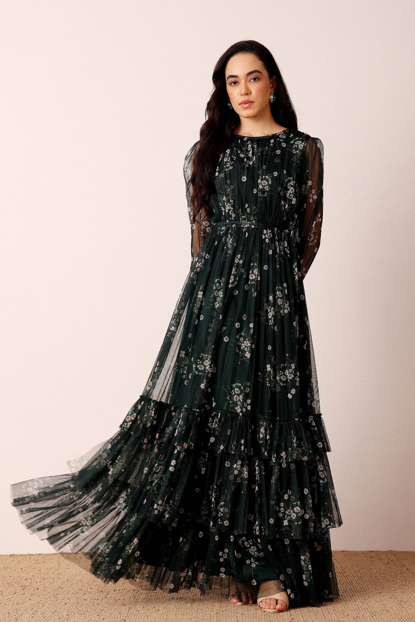 Rebecca Maxi Dress in Emerald Floral
