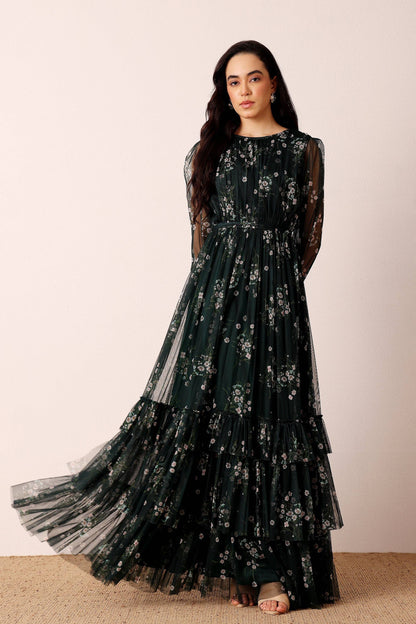 Rebecca Maxi Dress in Emerald Floral