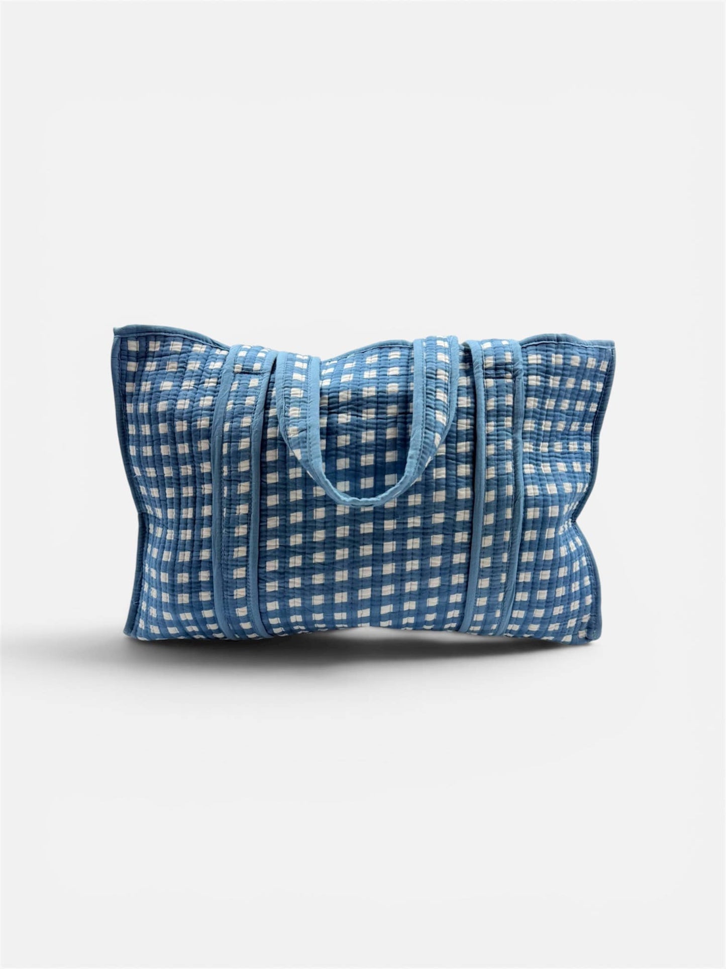 Blue Cotton Kantha Quilted Boho Reversible Small Tote Bag