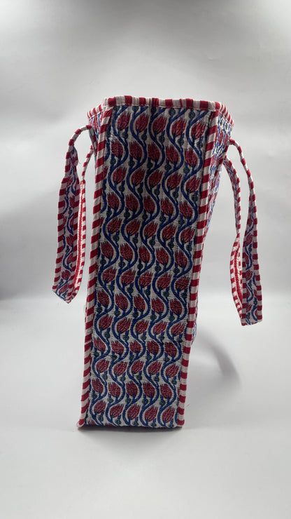 Lotus Cotton Kantha Quilted Boho Reversible Tote Bag