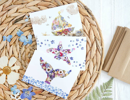 Mixed Pack Nautical Pressed Flower Note Card Set