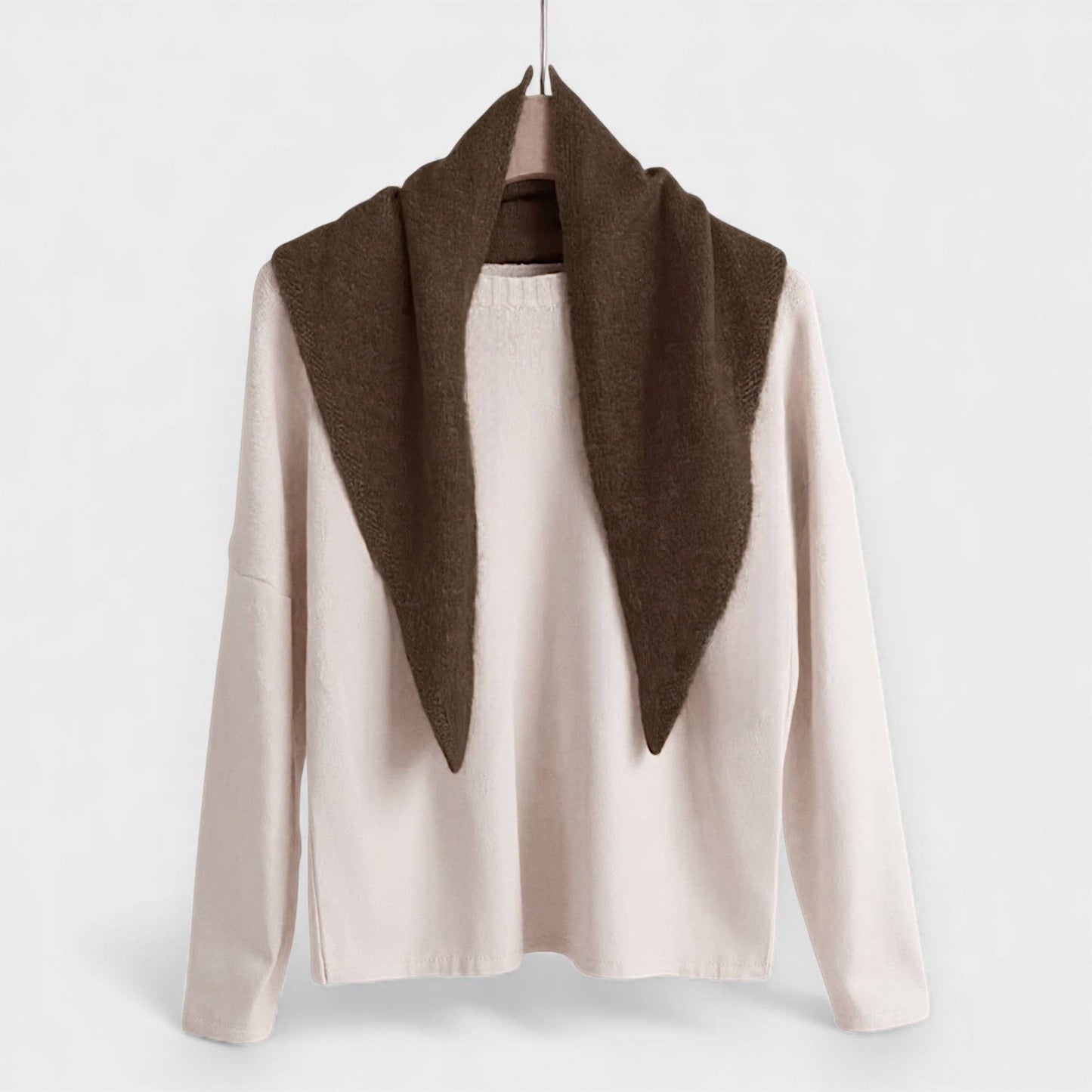Wool Triangle Neck Scarf in Brown