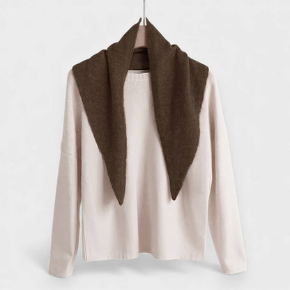Wool Triangle Neck Scarf in Brown