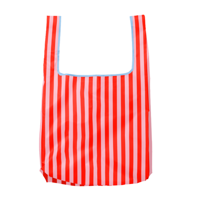 Pink & Red Stripes Foldable Nylon Tote