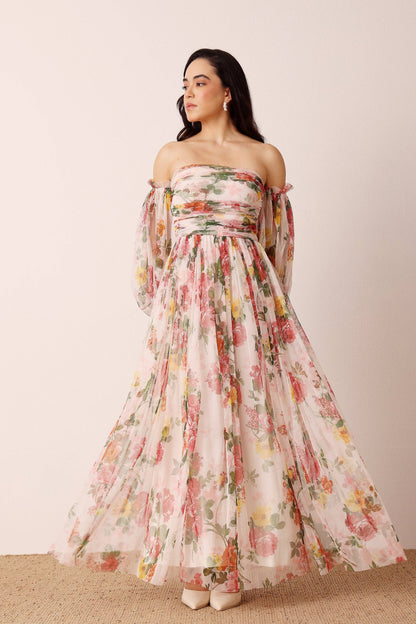 Lana Maxi Dress in Cream Floral