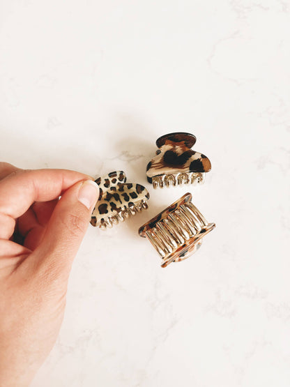 Leopard Mini Hair Clips Set