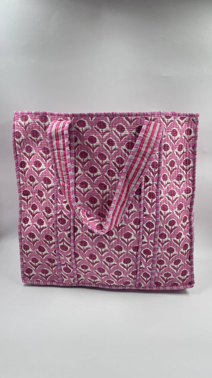Maddie Kantha Quilted Boho Floral Reversible Tote Bag