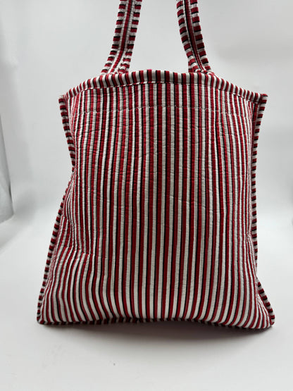 Frill Cotton Kantha Quilted Reversible Tote Bag