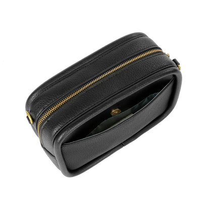 Erika Recycled Vegan Crossbody Bag in Black Pebbled