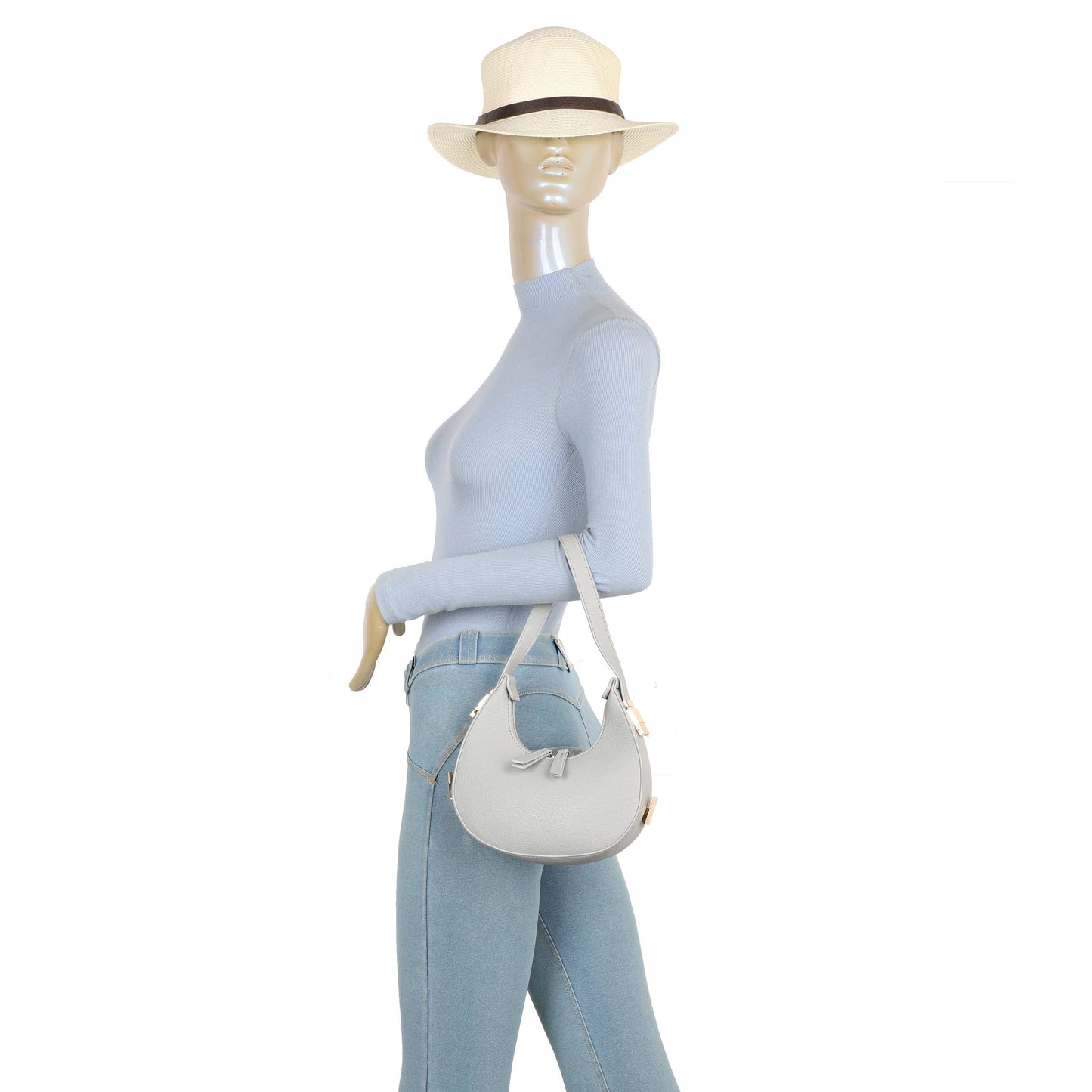 Half Moon Shoulder Bag in Beige