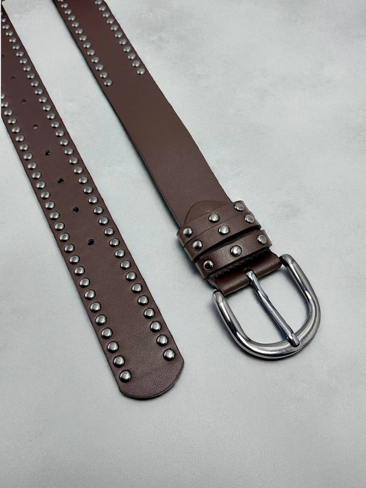 Studded Belt in Dark Brown