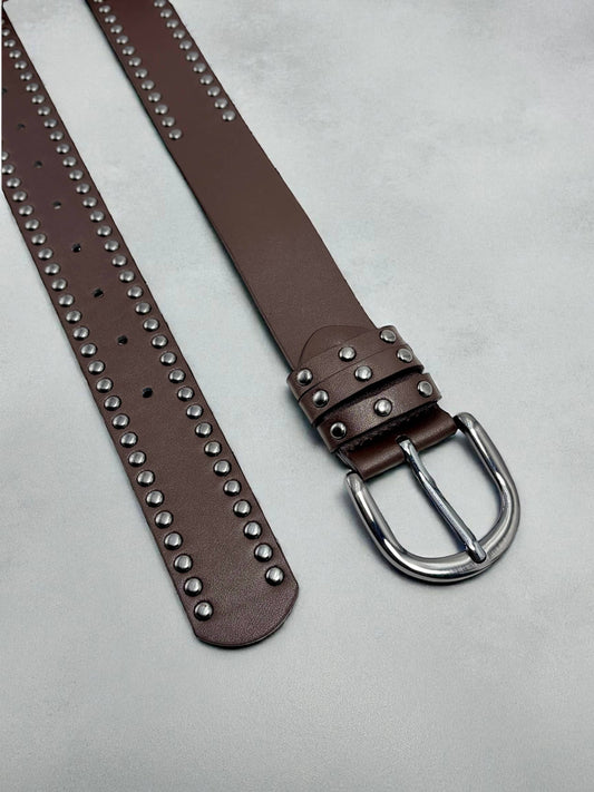 Studded Belt in Dark Brown