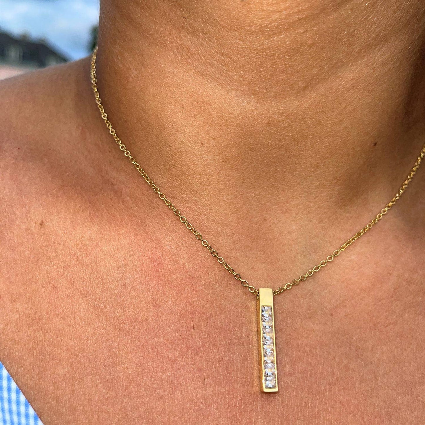 Zircon Bar Necklace