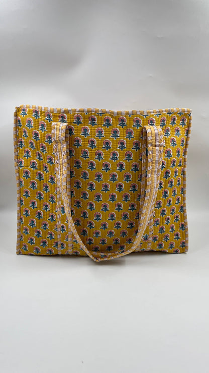Charis Kantha Quilted Boho Floral Reversible Tote Bag