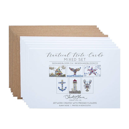 Mixed Pack Nautical Pressed Flower Note Card Set