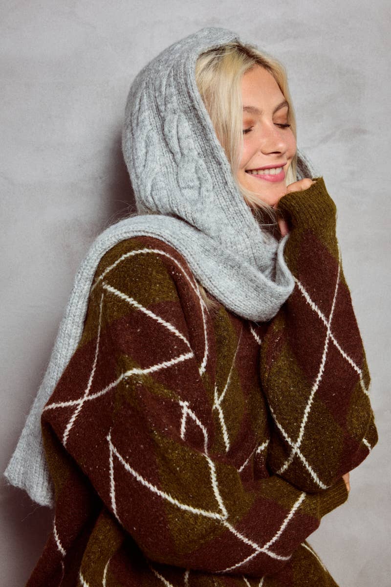 Lucy 2-in-1 Hooded-Scarf in Grey