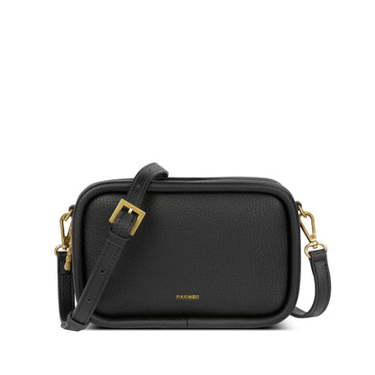 Erika Recycled Vegan Crossbody Bag in Black Pebbled
