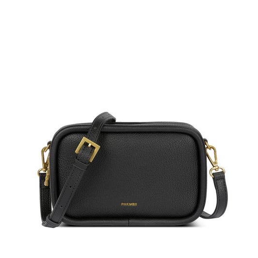 Erika Recycled Vegan Crossbody Bag in Black Pebbled