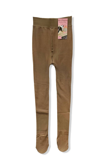 Faux Transparent Fleece Tights in Light Brown