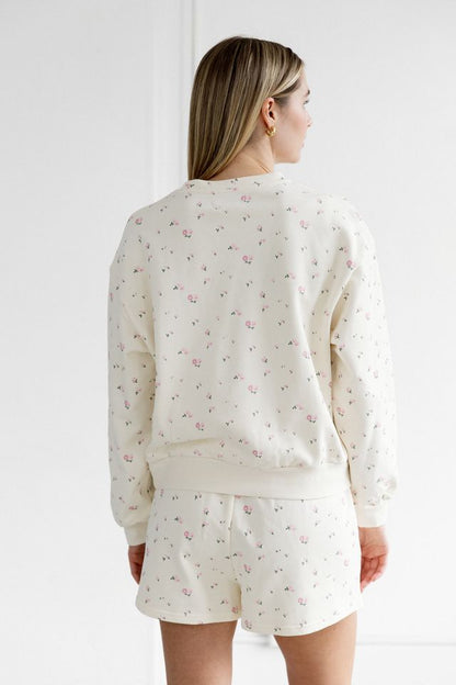 Floral Elastic Crewneck