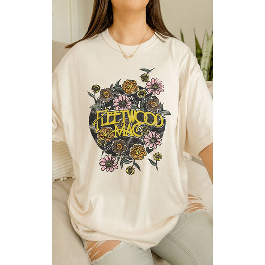 * PRE-ORDER *Retro Fleetwood Mac Floral Oversized Graphic Tee