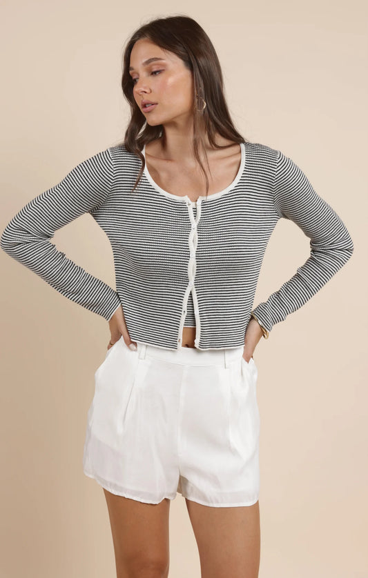Pepster Buttoned Striped Cardigan