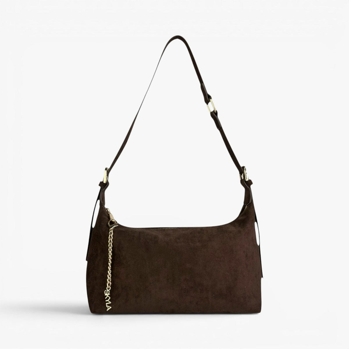 Ivy Chocolate Faux Suede Adjustable Shoulder Bag