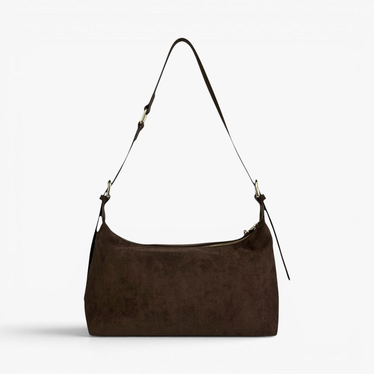 Ivy Chocolate Faux Suede Adjustable Shoulder Bag