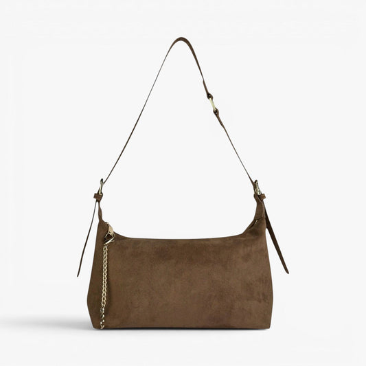 Ivy Mocha Faux Suede Adjustable Shoulder Bag