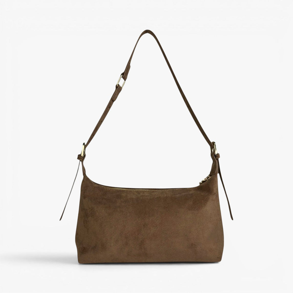 Ivy Mocha Faux Suede Adjustable Shoulder Bag