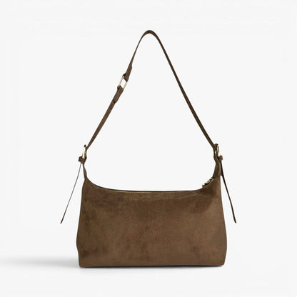 Ivy Mocha Faux Suede Adjustable Shoulder Bag