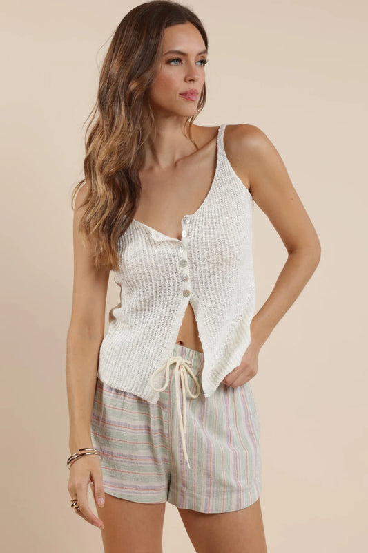 Beck Button Front Sweater Top