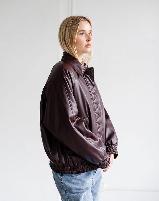 Plum Oversized Bomber Jacket