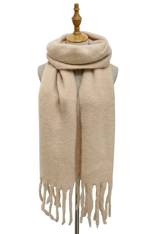 Tassel Blanket Scarf: Beige