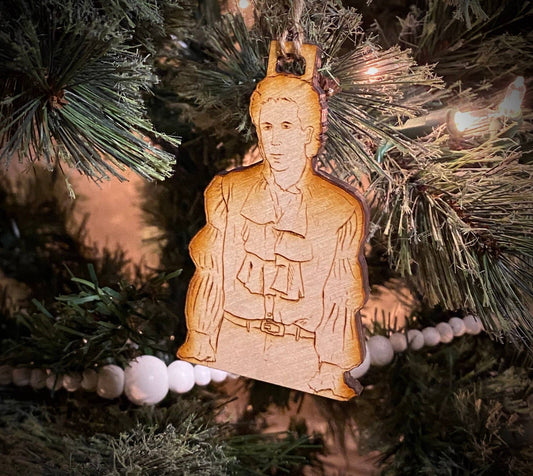 Jerry Seinfeld in his puffy shirt wooden Christmas Ornament