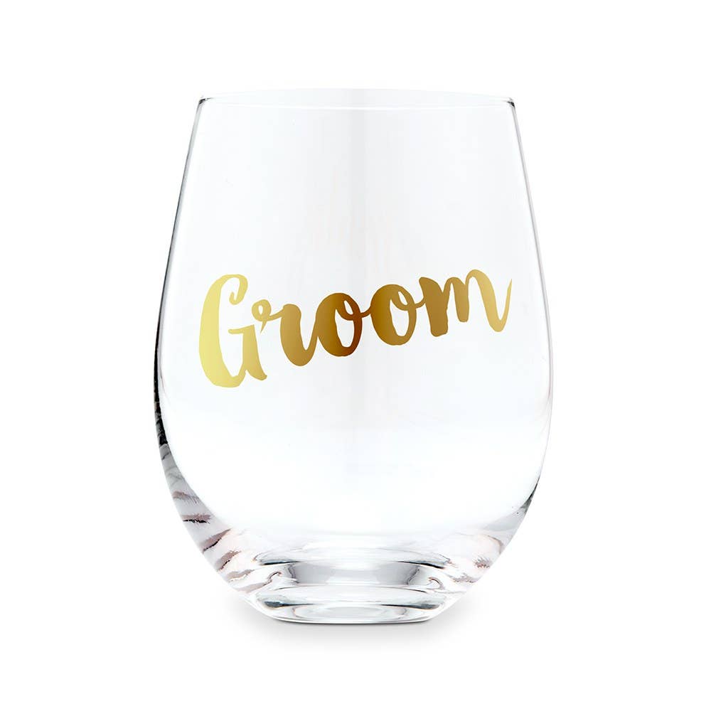 Groom Stemless Toasting Wine Glass