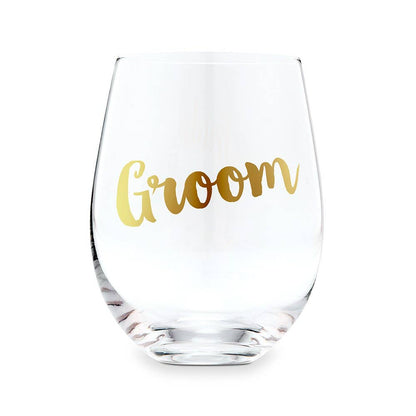 Groom Stemless Toasting Wine Glass