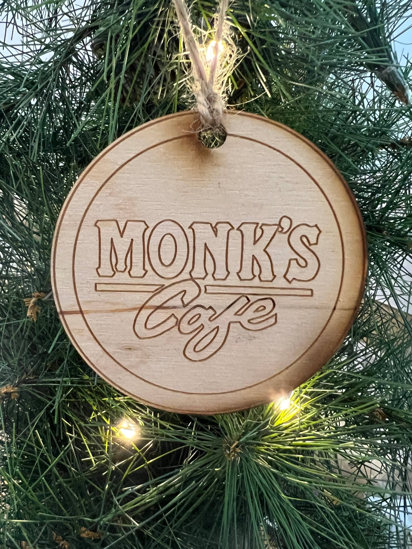Seinfeld Monk’s Cafe Wooden Christmas ornament - FINAL SALE