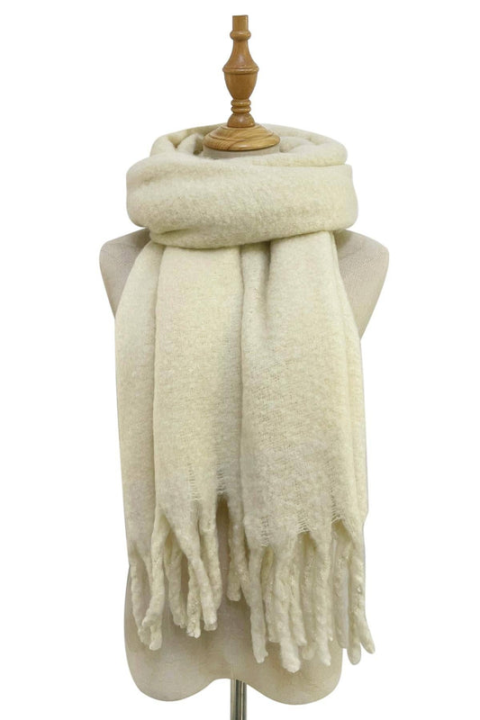 Tassel Blanket Scarf: Ivory