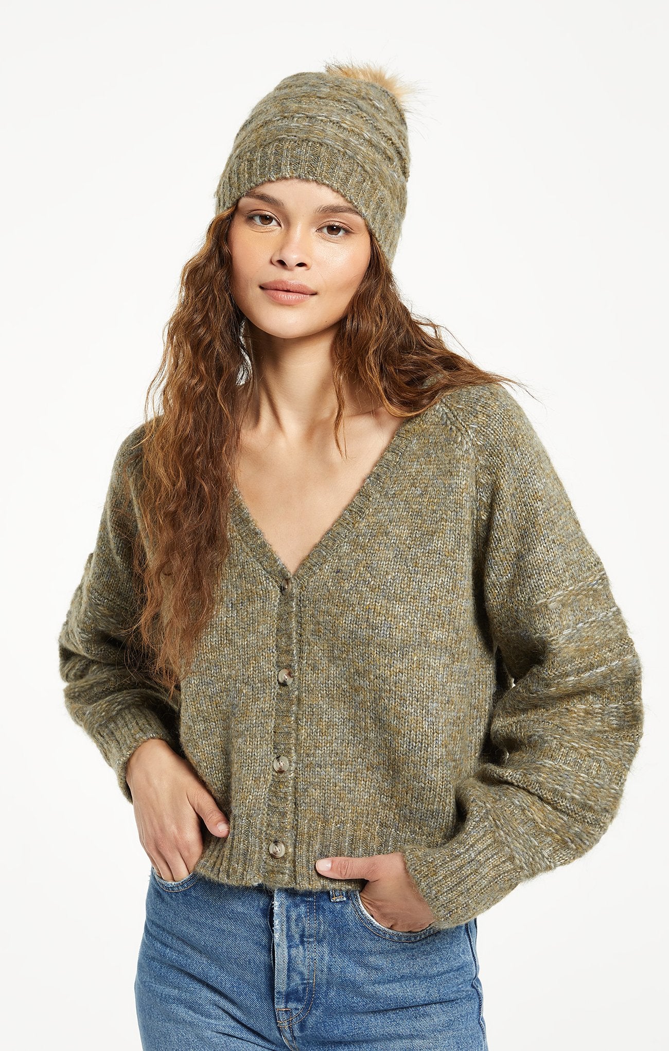 Cable Beanie-Olive