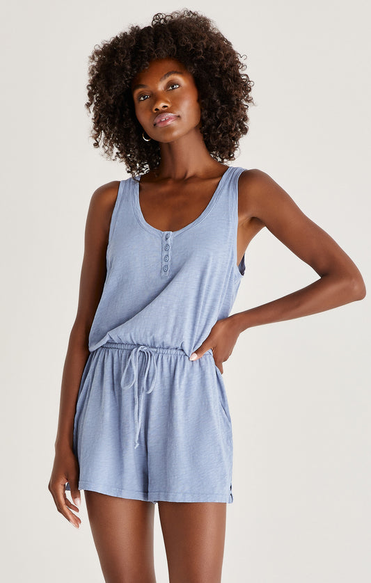 Demi Slub Romper-Ocean