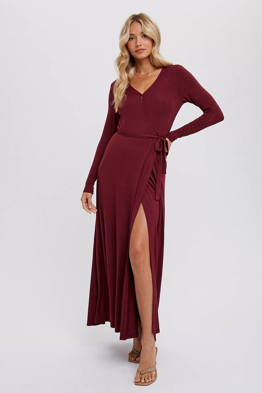 Merlot Maxi Wrap Dress
