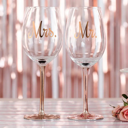 Mr. Rose Gold Stemmed Wine Glass