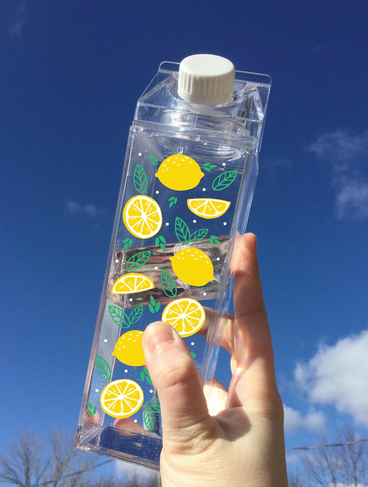 Lemon Pattern Milk Carton Water Bottle